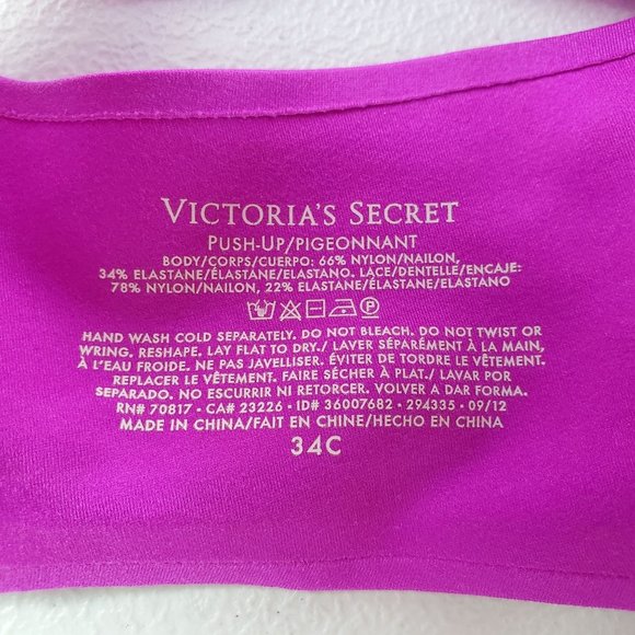 Victoria's Secret Push Up Bra Lace Trim Cross Back Front Close 34C Women Purple - Picture 3 of 10